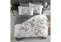 Постельное белье сатин Premium La Romano - Floral Grey (Turkey), евро